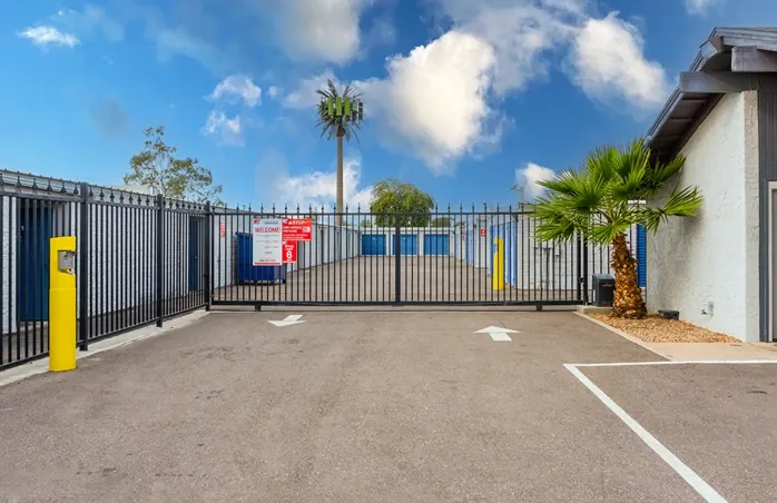 Gated self storage facility with keypad access and secure entry system