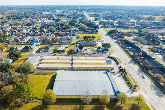 High sky view of self storage in Lafayette, LA, on Congress Street