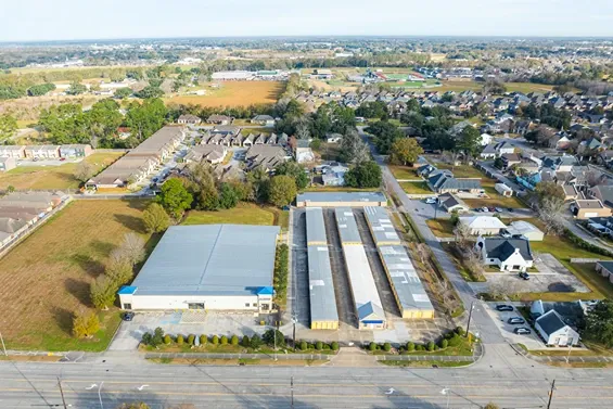 sky view of storage facility in Lafayette, LA, on Congress street