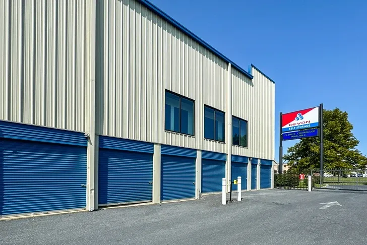 Devon Self Storage - Harrisburg outdoor storage blue doors, drive up