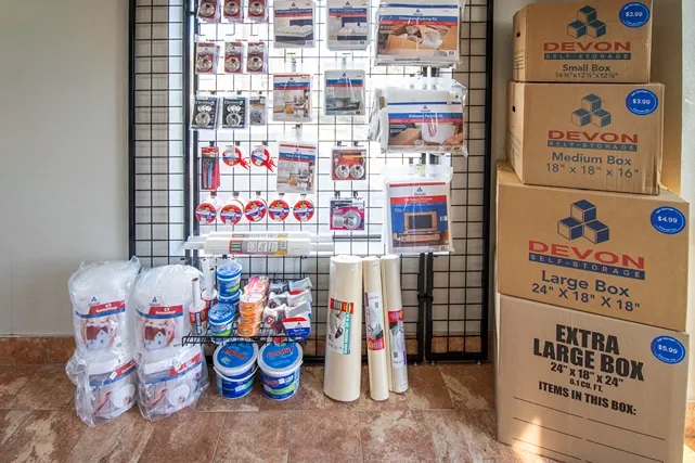 Moving, packing and storage supplies available at Devon Self Storage Pinehurst, TX