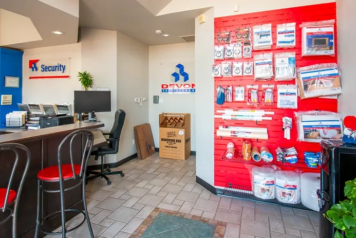 office area with storage & moving supplies Self Storage in Greenville, TX