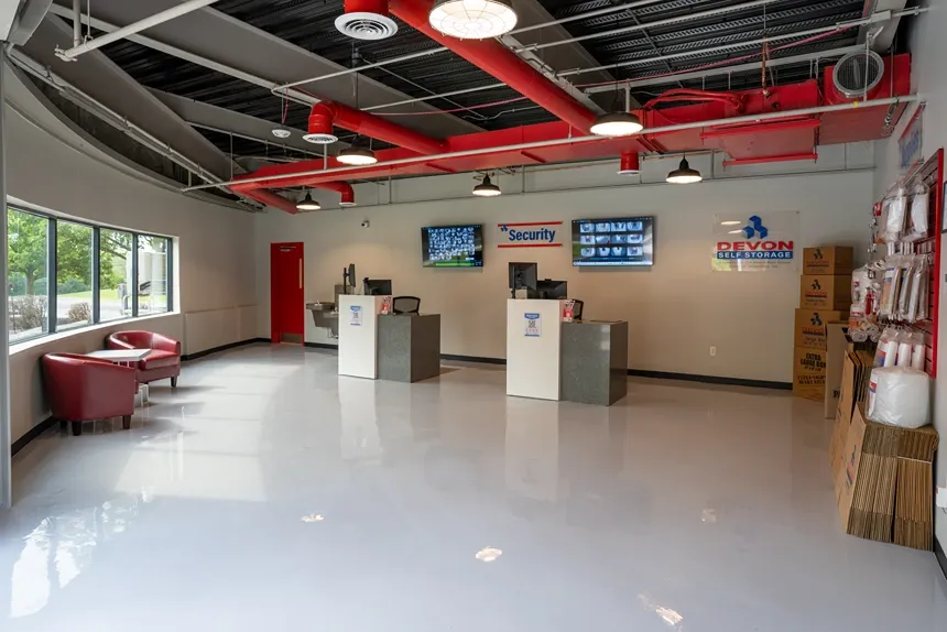 Interior view of Southfield Michigan Self Storage facility with drive-up access units