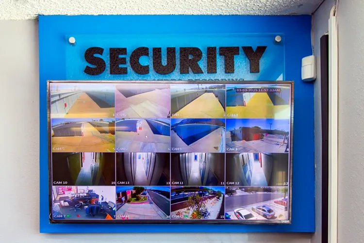 Security camera monitoring system inside self storage office