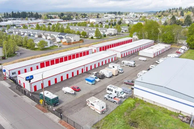 aerial of storage units, Devon Self Storage - Kauffman Ave