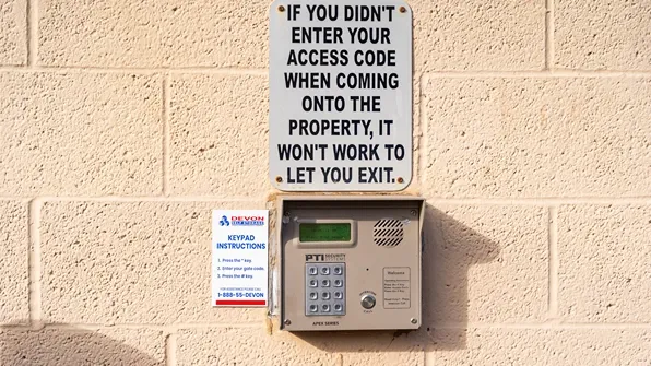 Secure keypad access system for gated self storage facility entry