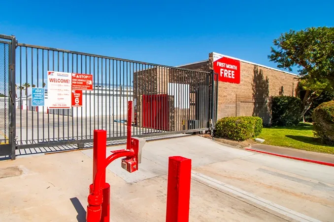 Secure gated entry to self storage facility with controlled access