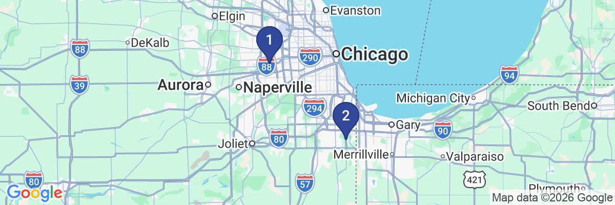 Map showing facility locations