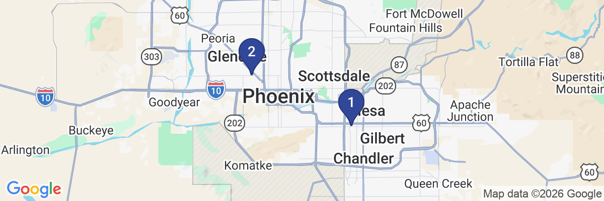 Map showing facility locations