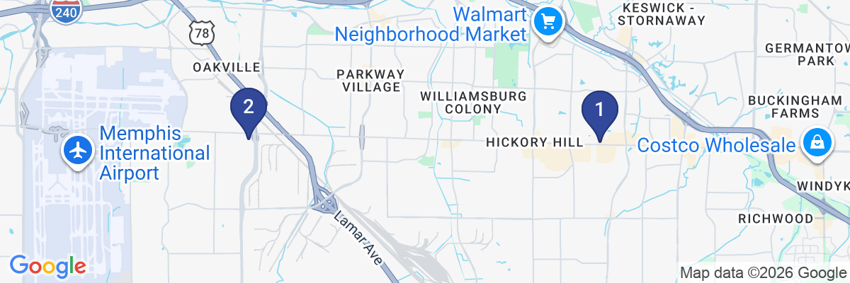 Map showing facility locations