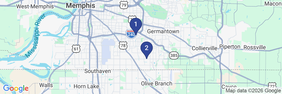 Map showing facility locations