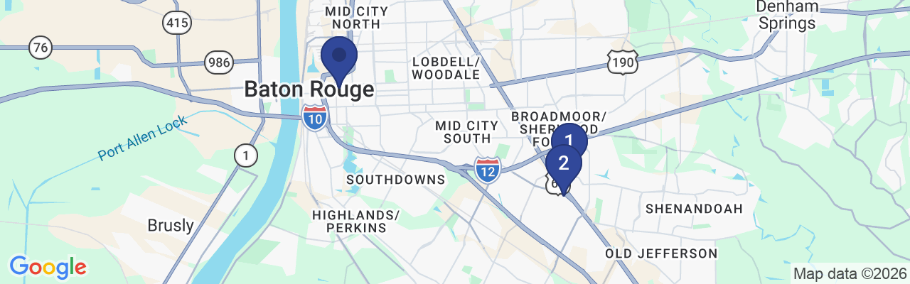 Map showing facility locations