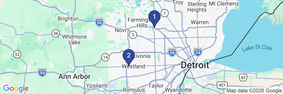 Map showing facility locations