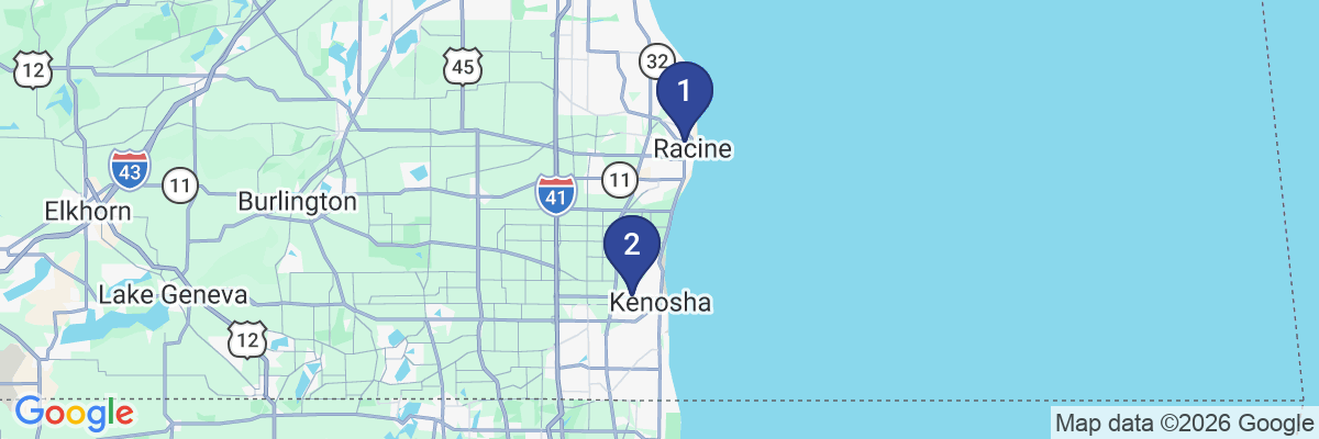 Map showing facility locations