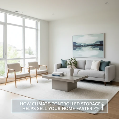 A wide-angle, bright, and modern living room features minimal decor and professional staging to help sell a home fast.