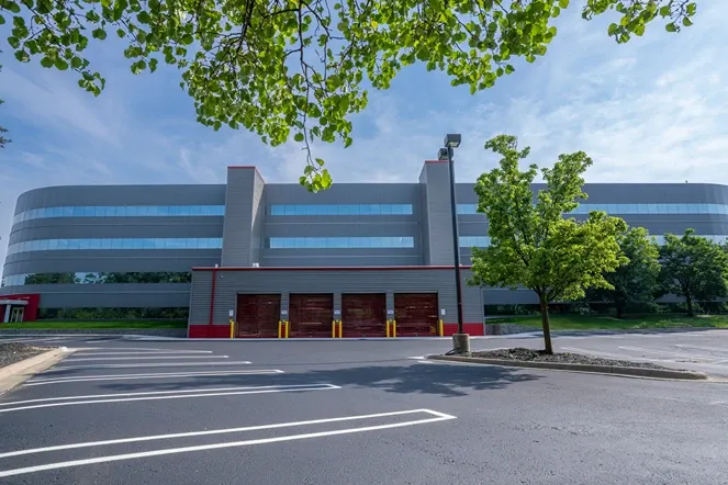 Exterior, distant view of Southfield Michigan Self Storage facility with drive-up access units