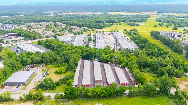 Aerial view of self storage.