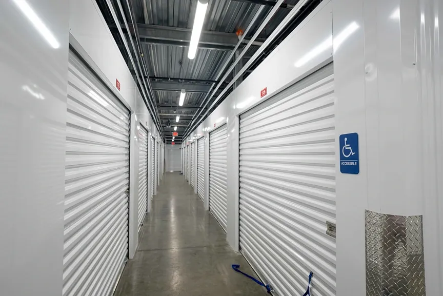 Devon Self Storage - Admiral Wilson, NJ hallway of storage units, wheelchair accessible
