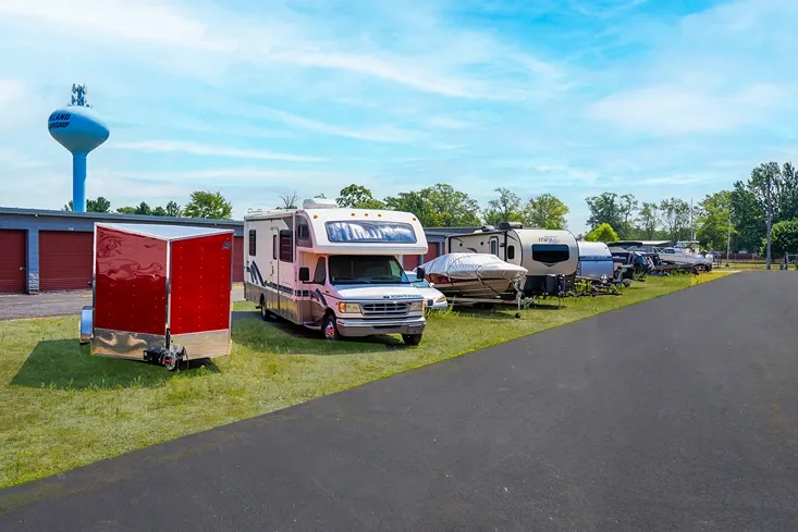 Exterior of Devon Self Storage parking storage in North Holland, MI, RV/Boat/Trailer