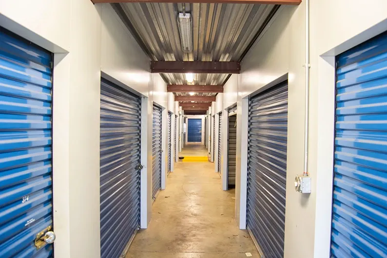 blue doors to storage units, indoor, Self Storage in Sterling, VA, on Cascades Parkway