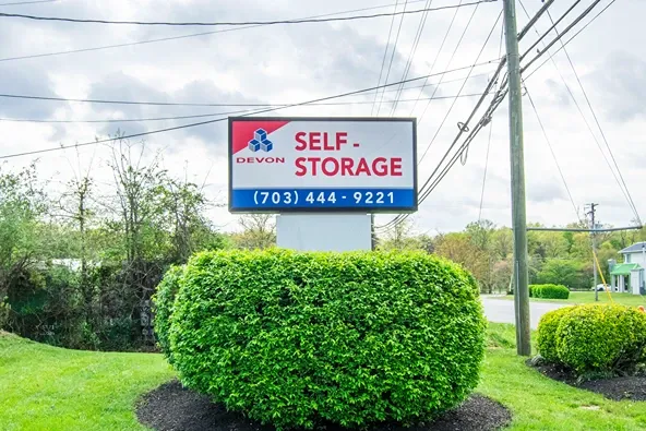 sign of Devon Self Storage, Self Storage in Sterling, VA, on Cascades Parkway
