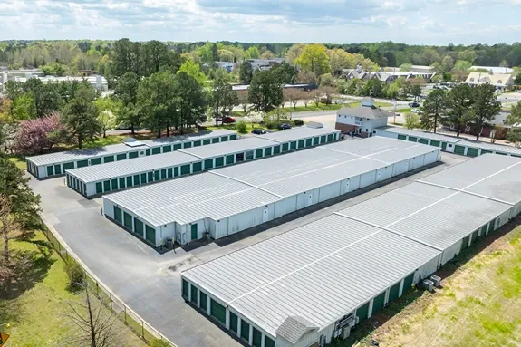 Aerial view of storage units
