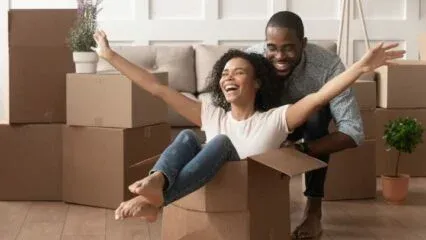 Man and woman packing