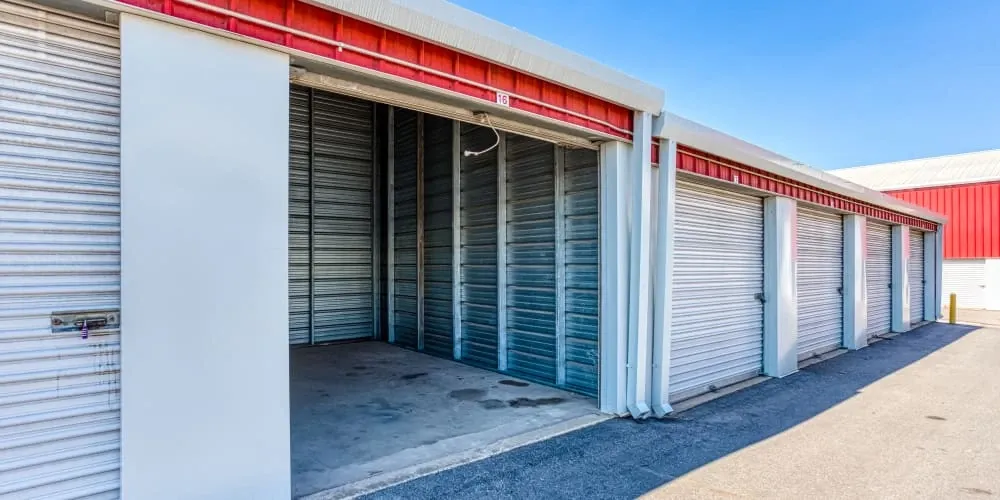 Drive-up storage units at Devon Self Storage in Austin, Texas