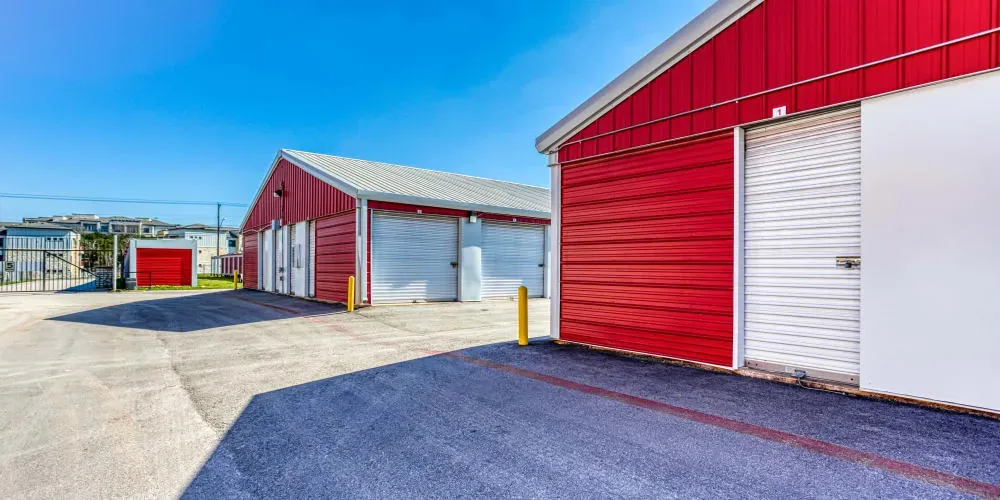 Drive-up storage units at Devon Self Storage in Austin, Texas