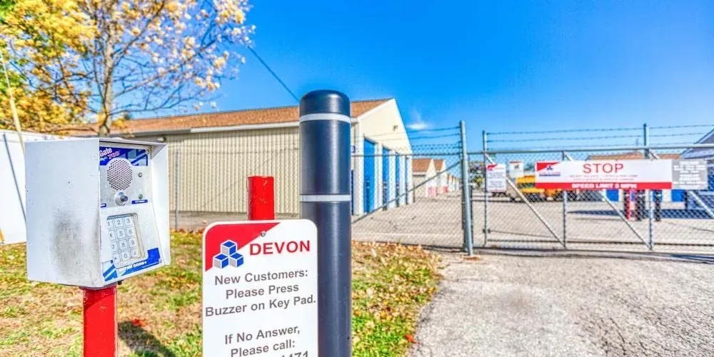 Gated entry to Devon Self Storage in Jenison, Michigan