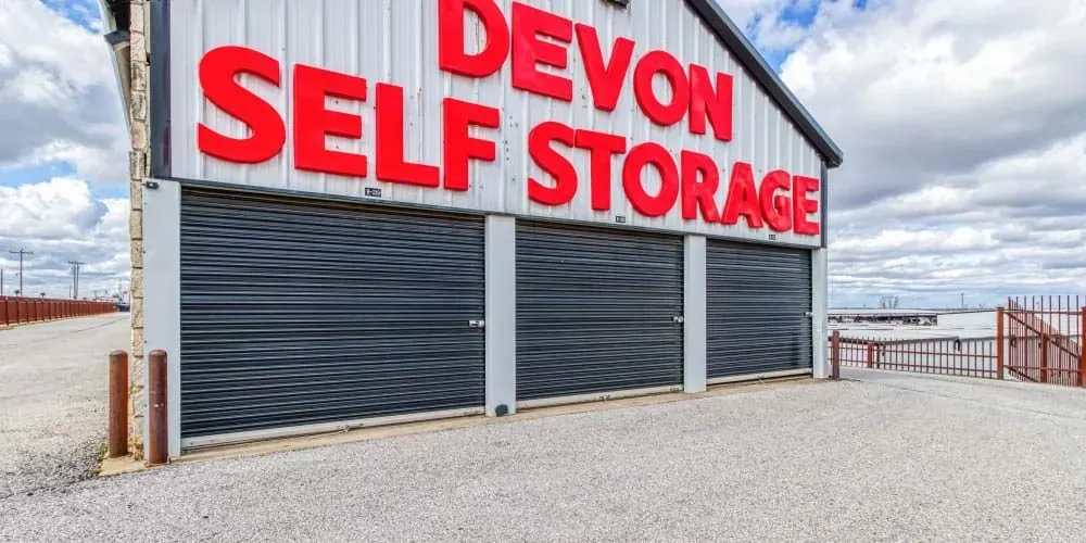 The exterior of Devon Self Storage in Yukon, Oklahoma