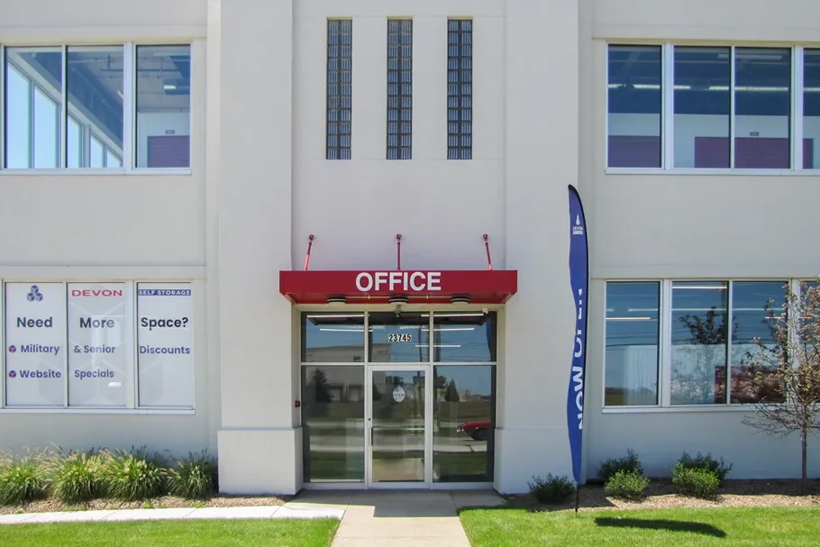 Store front to storage warren, Michigan, Devon Self Storage - Warren