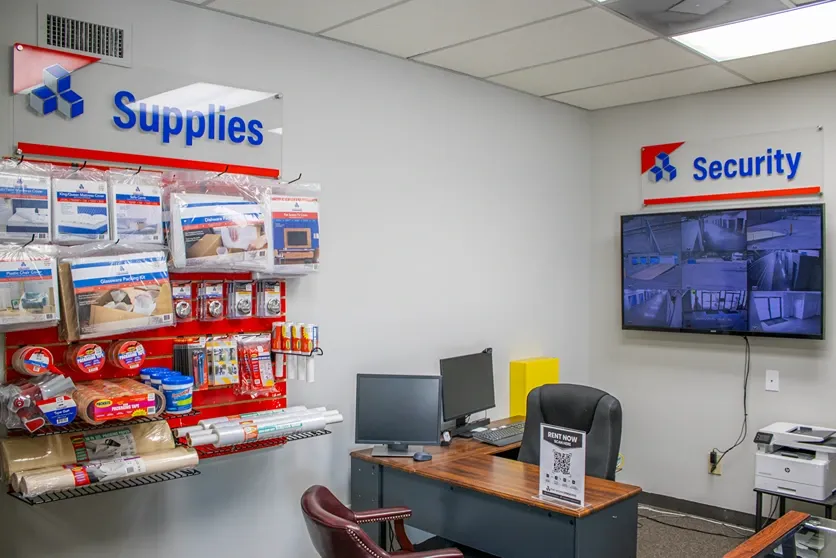 Devon Self Storage, Birmingham Alabama office area and storage supplies