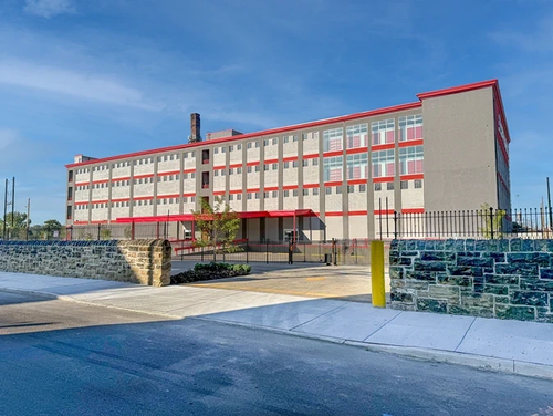 Exterior view of newly completed Inland & Devon Class-A Self-Storage Facility in Philadelphia