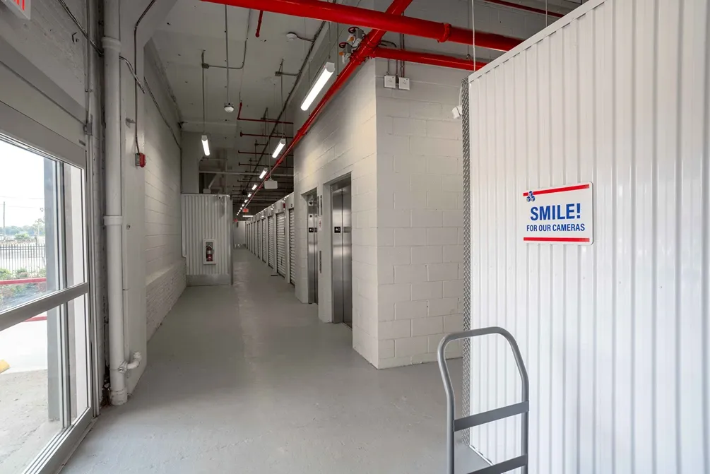 Devon Self Storage Unruh, PA, hallway view of elevators and dollies