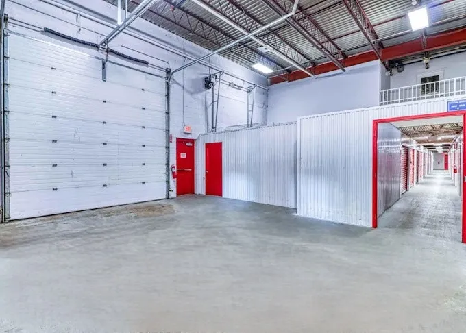 Garage door to drive thru storage units, at Devon Self Storage Ball Ave