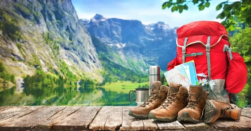 A view of several camping items.