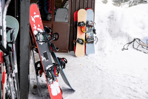 Snowboarding boards, snow ski area