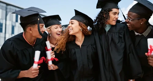 A group of graduates celebrating