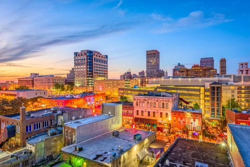 A beautiful skyline of downtown Memphis, Tennessee.