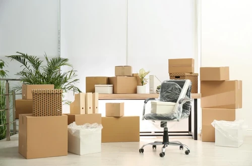 Moving boxes in office