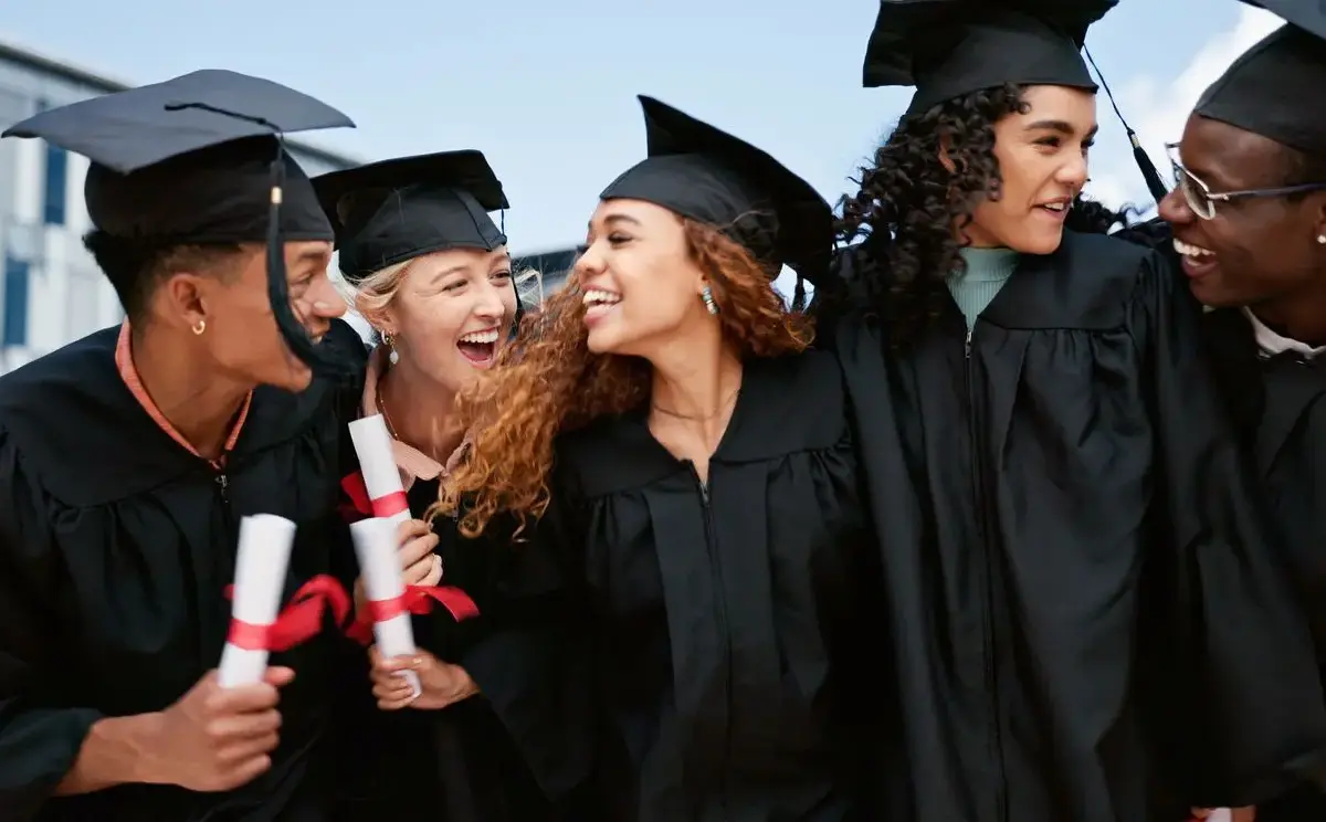 A group of graduates celebrating