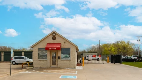 Entrance to storage facility, Self Storage in Greenville, TX, on Wesley Street
