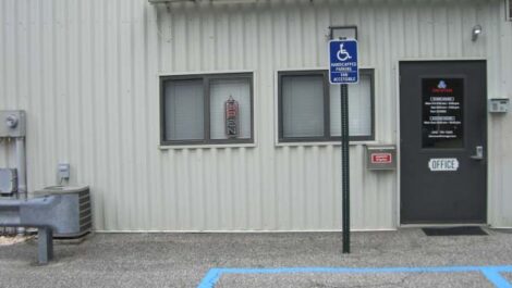 Handicapped parking space outside of Devon Self Storage.
