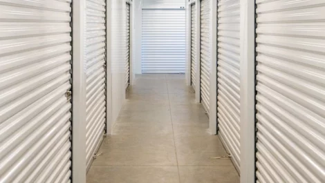 Hallway of storage units Devon Self Storage - Athens GA