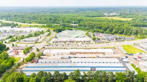 Exterior Drone Image of Devon Self Storage Facility