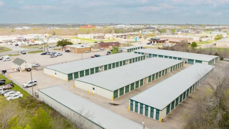drone view Self Storage in Greenville, TX, on Wesley Street