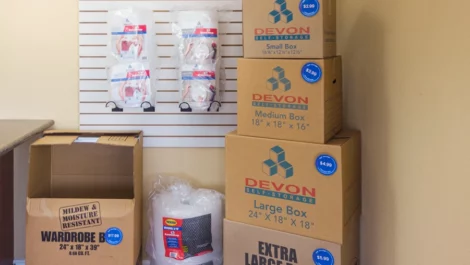 Boxes for storage supplies at Self Storage Units in Richmond, TX