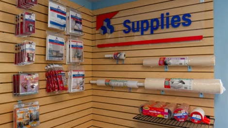 Self Storage in Pittsburgh, PA wall of supplies