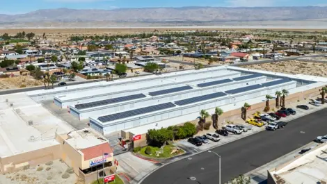 Aerial view North Palm Spring California Storage facility
